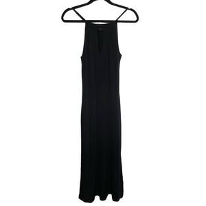 Vtg Y2K Impuls Halter Cutout Midi Maxi Dress Goth Grunge‎ Black L Sexy LBD